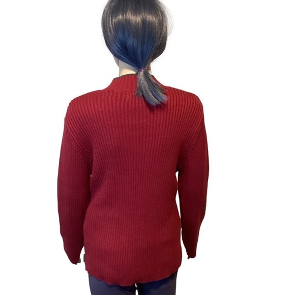 Women’s Woolrich Red Ribbed Knit Ramie Cotton Blend Sweater Size Large Petite - Picture 3 of 7